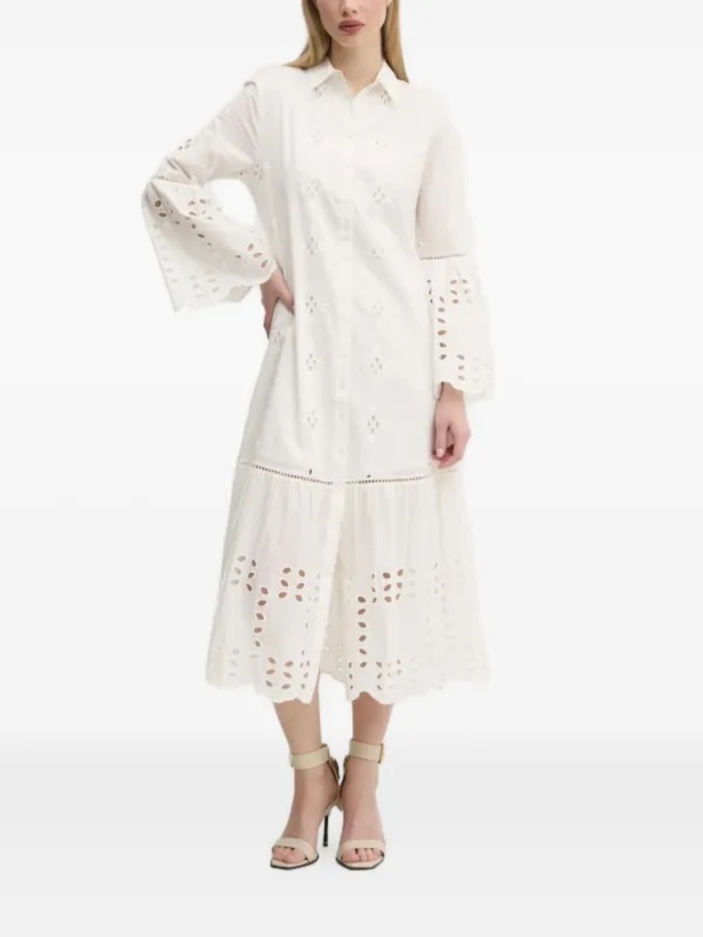 Disiguel eyelet-embroidered bell-sleeve midi dress - Picture 2 of 5